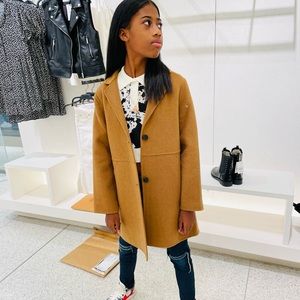 BNWT ZARA kids wool pea Pea trench coat  girls 11-12   discontinued